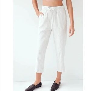 Babaton Aritzia Errol Striped Pants Linen ankle Trousers Pants Size XS Coastal